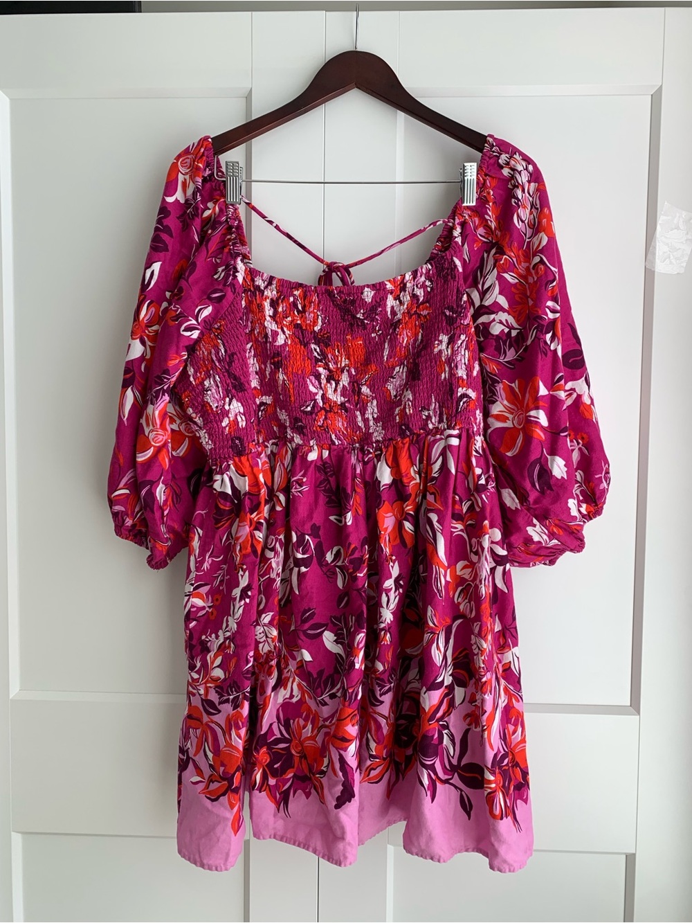 Anthropologie dress Floral Smocked Peasant mini women’s size XL